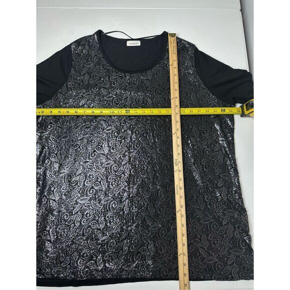 Canda Women’s Bohemian Romantic Tunic Top Silver Lace Pattern Size XL See Notes - Picture 5 of 11